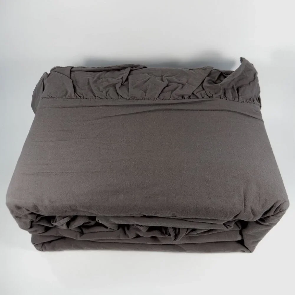POM POM at HOME Rowan Crinkled Cotton Duvet Cover Set KING Midnight NEW $345